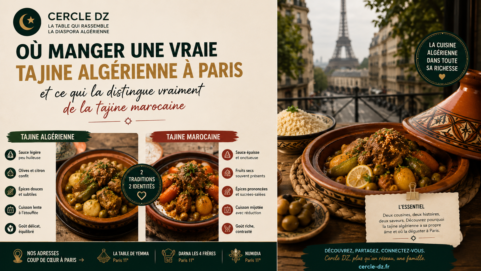Où manger une vraie tajine algérienne à Paris et ce qui la distingue vraiment de la tajine marocaine
